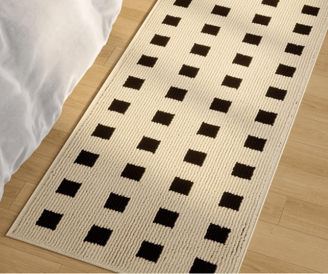 พรม MJHOMEDESIGNS BEDSIDE CARPET 61 ขนาด 60 X 120 ซม. ดำ-ครีม_1